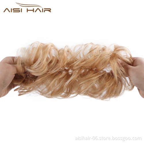 Aisi Hair Brazilian Human Hair Curly Blonde Chignon Bun Elastic Rope Rubber Band Hairpiece Clip In Extension For Black Women